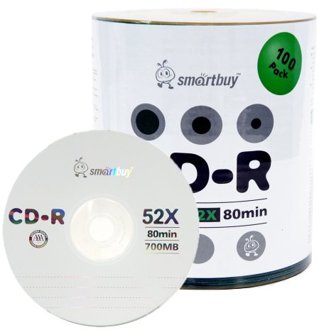 Smartbuy 100-disc 700mb/80min 52x CD-R Logo Top Blank Data Recordable Media Disc