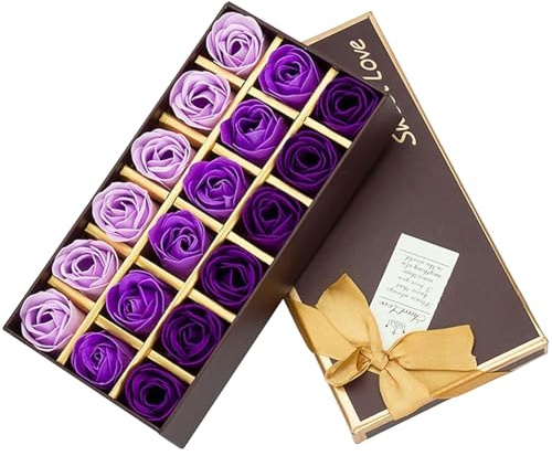 18pcs Savon de fleur en Forme de Rose dans un Boite (Violet) - Gearmax