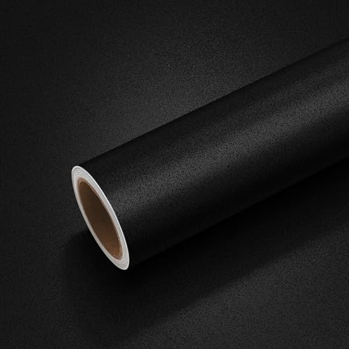VEELIKE Klibbig baksida plastrulle matt bänkskiva som täcker svart tapet, vattentät, vinyl kontaktpapper för matbord, öppen spis, TV-enhet 40 cm x 900 cm