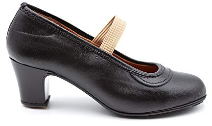 Malaca - Zapato Profesional de Baile, Fabricado en Piel, Cierre de Goma elástica, tacón y Suela con Clavos, para: Niña