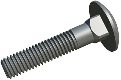 Vis à tête ronde avec col carré, Pack de 50, Vis à tête champignon pour portail, porte, tête de lit, Boulons de carrosserie galvanisés avec tête demi-ronde DIN 603