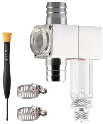 DONGKER Externer Inline-CO2-Diffusor Zerstäuber mit Blasenzähler aus Aluminiumlegierung für Pflanzenaquarium-Kanisterfilter