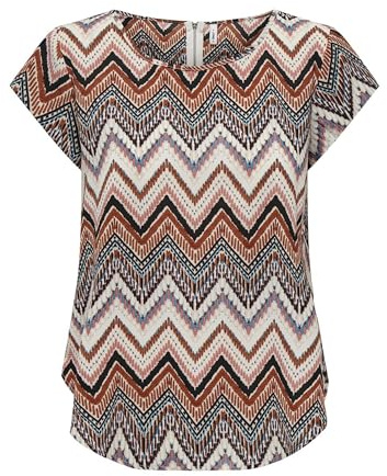 Only Onlvic S/S AOP Top Noos Ptm T-Shirt pour Femme, Cloud Dancer/AOP: Arabian Zigzag, 40