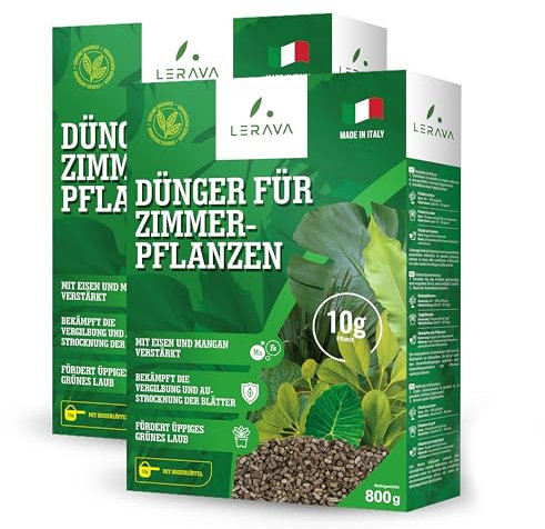 LERAVA® Engrais Plantes Vertes Intérieur - 2x800g - Engrais Plante Verte Interieur Bio avec Fer et Manganèse - Parfait pour Plantes Vertes Intérieur et Extérieur