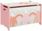 ZONEKIZ Baule Portagiochi Panca Contenitore per Bambini, Cassapanca in Legno MDF con Coperchio e Cerniera di Sicurezza, 60x37x39cm, Rosa