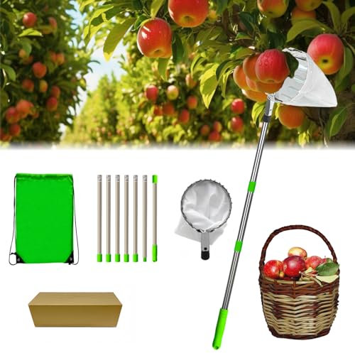 Cueille Fruit telescopique, Cueille Fruits avec Sac, Cueilleur Fruits Télescopique，Ramassage Fruits,Cueille Cerise avec Poteau Réglable Léger et Sac de Rangement Fruits,Cueillir Toutes Sortes Fruits