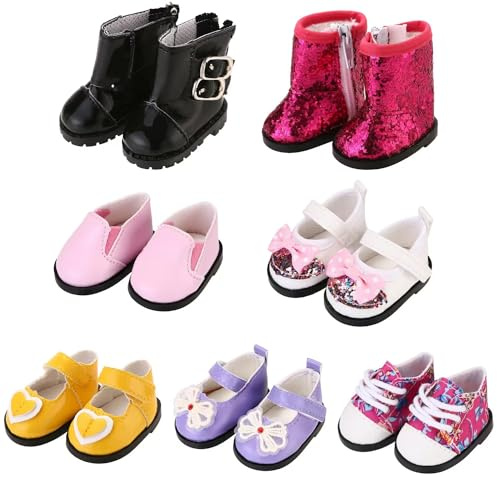 7 Pairs Doll Shoes Fits 14.5 Inch Doll American Wellie Wishers Doll Accessories