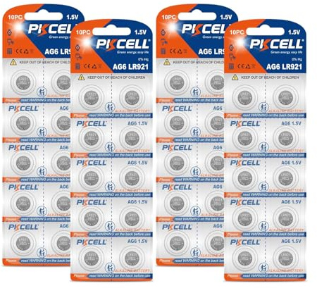 PKCELL SR920SW AG6 klockbatterier knappceller 1,5 V för bilnyckel fjärrkontroll, 40 stycken