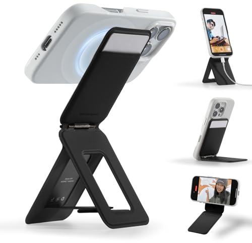 MOFT MOFT Trípode para Smartphone, Cartera 3 en 1 y Soporte Ajustable para Teléfono Móvil Soporte Magnético para Tarjetas Mini Trípode, Compatible con NFC, Piel Vegana MOVAS, Negro Azabache