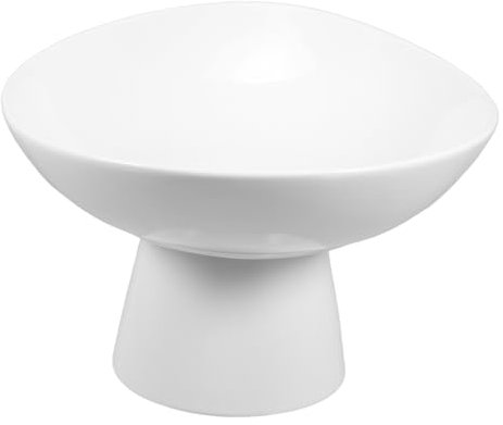 TOPPERFUN Plato De Fruta De Cerámica Blanco Frutero Pedestal Cuenco Para Postres y Aperitivos Para Mesa De Comedor Bandeja De Cocina Decorativa