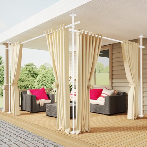 SUNALLY Room Divider Curtain Rod, No Drilling 28-140in Wall Divider, White