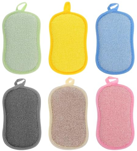 KEWUF Spugne Cucina, 6 Pezzi Spugna Piatti Antigraffio Efficacia in Microfibra Spugnette Piatti a Doppia Faccia Spugne, Spugne per Piatti Riutilizzabili per Pulire Forno Pentole Padelle Stoviglie