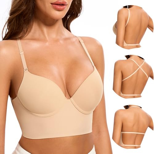BUBBLEFOX Soutien-Gorge Dos Nu À Léger Rembourrage,Demi Invisible À Dos Bas