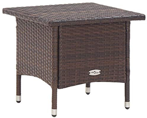 LoogCape Brunt sidobord av rotting av poly 50 x 50 x 47 cm, väderbeständigt, lättskött, stabilt, som trädgårdsbord, terrassbord, balkongbord, loungebord och förvaringsbord