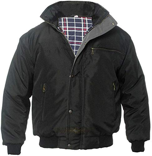 Men's Bomber Jacket, Sky Diver Jacket, Work Coat, Two Color, Black & Navy (2XL, Black)