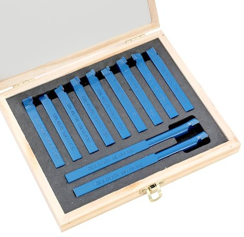 KATSU Lathe Turning Milling Cutting Tool Set 11 Pieces 10mm Cemented Carbide Tip Tipped Brazed Boring Welding Cutter for Lathes CNC Metalworking Engineering 11011810