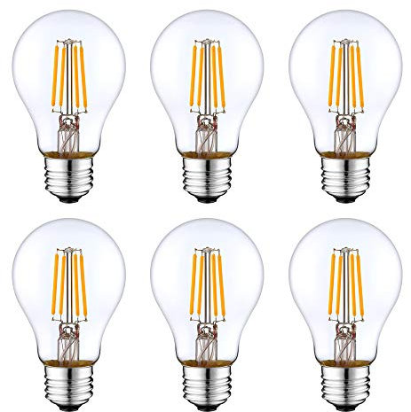 HUAMu E27 LED Edison Glühbirnen, A60/A19 antiker Stil Edison retro LED 4W/40W Glühlampe gleichwertig, warmweiß 2700K, transparente Edison-Schraube, 400lm, AC220-240V, Nicht dimmbar,6 Pack