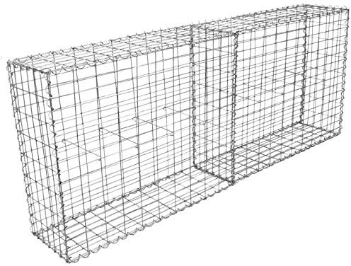MonsterShop Gabion Baskets Galvanised Steel Cages Stone Mesh Wire Outdoor Basket Spiral Retaining Wall Planter Garden / 100 x 95 x 30cm / 4 Pack