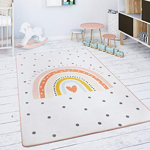 Paco Home Barnmatta Matta Barnrum Lekmatta Babymatta Djur Regnbåge Hjärta, Storlek:155x230 cm, Färg:Grädde