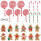 ELECLAND 24 Pcs Gingerbread Man and Candy Cane Lollipop Hanging Ornaments for Christmas Tree Decorations, Xmas Holiday Party Favors
