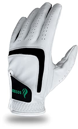 BOSSER Guantes de Golf de Piel Carbetta de Primera Calidad para Hombre con Agarre Extra para la Mano Izquierda- Talla S