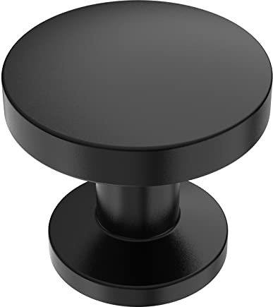 9BUILD 10 Pack 1.2 Inch Round Matte Black Drawer Knobs for Cabinets & Dressers