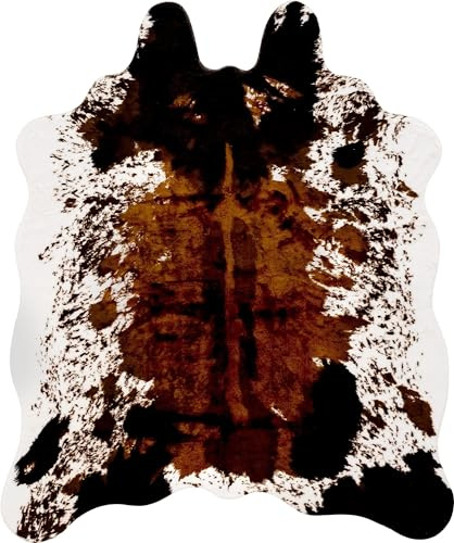 CONBEN Oversized Faux Cowhide Rug (6.3ft x 8.3ft) - Non-Slip Backing, Cow Print Decor - Farmhouse, Western Floor Rugs for Living Room, Bedroom, Dining Area or Office
