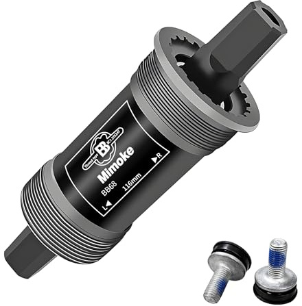 Mimoke Boîtier de pédalier de vélo 68 mm - Roulement intérieur BSA - Pièces de vélo à quatre trous pour cône carré - Manivelle broche (116 mm)
