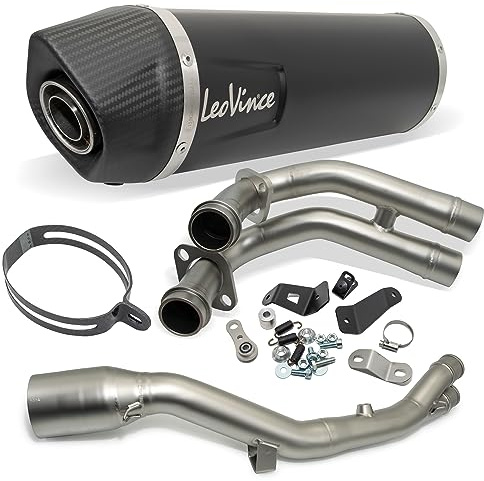 impianto di scarico LeoVince sistema completo SBK LV ONE EVO Black Edition, acciaio inossidabile nero, tappo in carbonio, 2/1 per Yamaha TMAX 530 ABS/DX/SX