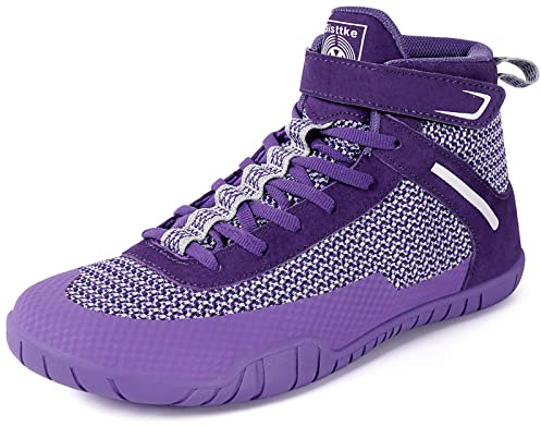 Women Wrestling Shoes Boxing Shoes Zero Drop Sole Purple