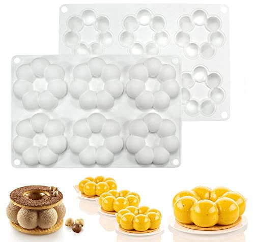 mostsom Silicone Mold Flower Shaped Silicone Donut Molds, Baking Pans, 6-Cavity Reusable Cake Maker Cookie Tray for Kitchen, Dishwasher, Oven, Microwave, Freezer Safe (Flower Donut J)