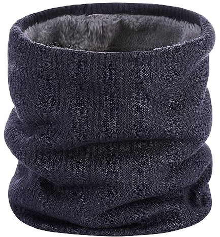 I Kua Fly Cache Cou Homme et Femme Tour de Cou Hiver Chaud Tricot Écharpe Polaire Neck Warmer Foulard Ronde Moto Ski Cyclisme Sports(Marine)