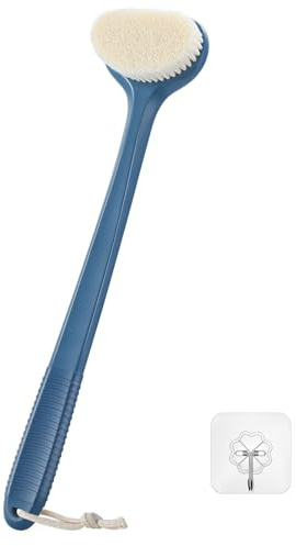 Spazzola per Schiena da Doccia con Manico Lungo 43 cm, Spazzola da Doccia con Impugnatura Antiscivolo, Spazzola Corpo con Setole Moderate per Esfoliazione Delicata – Blu Navy