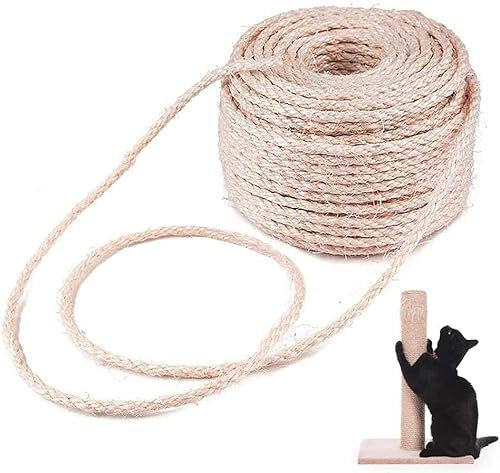 Corda in sisal per gatti, corda in sisal naturale per tiragraffi, sostituzione albero, corda di canapa per riparare, recuperare o graffiare fai da te (10 m (4 mm)