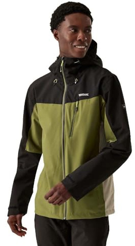 Regatta Birchdale - Giacca impermeabile con cappuccio da uomo, Nephrite Verde Nero, S