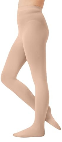 CozyWow Strumpfhose mädchen Halb-blickdichte Ballett Strumpfhose Microfaser Tanzstrumpfhose mit Fuß Naturfarbe 8-10 Jahre