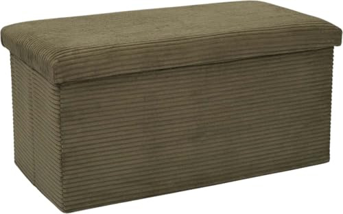 HOME DECO FACTORY, HD0535, Banco Plegable Acanalado Verde - Diseño Elegante y Multifuncional, Ideal para Salón o Entrada, Almacenamiento Práctico, Comodidad para Sentarse, 76x38x38 cm, Verde