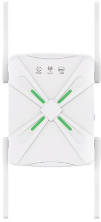 Repetidor WiFi, Extensor WiFi, Amplificador de Señal WiFi 1200Mbps Doble Banda 2.4GHz/5GHz, Modo Repetidor/Router/Ap, 4 Antenas, 2 Puertos LAN, Extensión WiFi para Oficinas y Hogares
