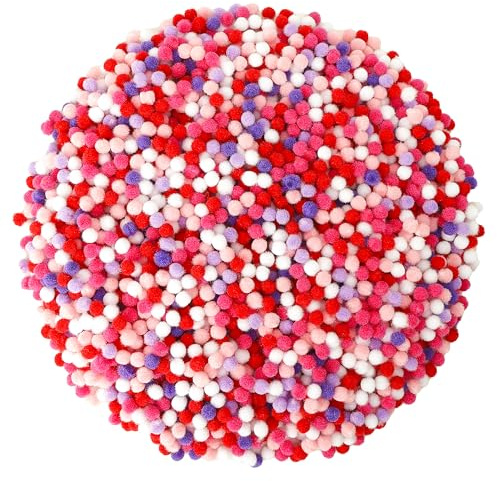 Caydo 2400 Pieces Mini Craft Pompoms for Valentine's Day Colors 6 mm Small Pom poms for Hobby Supplies and Holiday Decorations