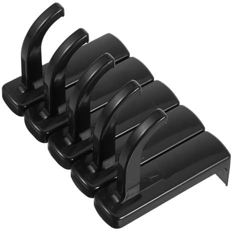 TOGEVAL 5 pezzi Supporto Cuffie da Parete in Plastica Nero Gancio per Monitor e Scrivania Organizer per Auricolari e Accessori Facile Installazione e Spazio Ordinato