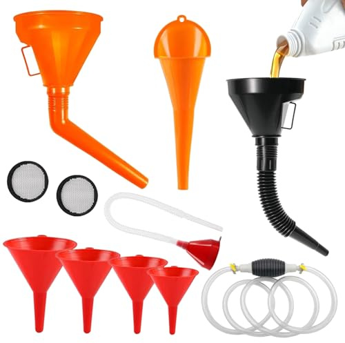 Einfülltrichter Set, 14 Stück Trichter Mit Schlauch Handpumpe Umfüllpumpe, Trichter öl Universal Auto öleinfülltrichter Für Kfz Werkstatt