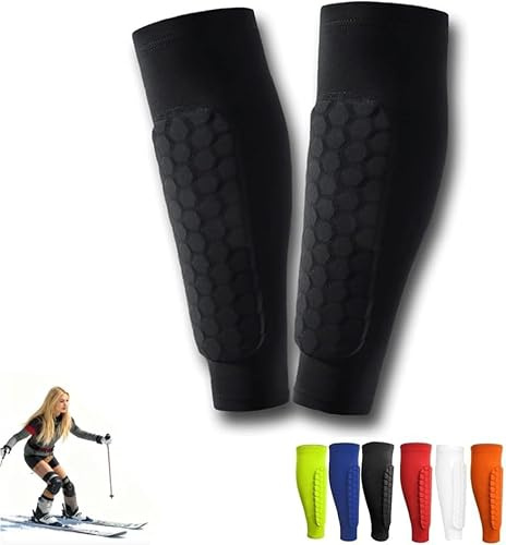 Protege Tibia Ski, Protection Tibia Ski, Chaussette Protege Tibias, 1 Paire de Protège-Tibias pour Enfants et Adulte Adaptés pour Les Sports de Plein Air (Noir, M)