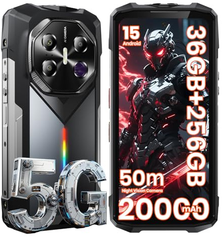 FOSSiBOT F113 5G Outdoor Handy Ohne Vertrag, 36GB+256GB, 20000mAh(33W), 64MP-Nachtsichtkamera, 120Hz 6,78 Bildschirm, Outdoor Smartphone Android 15 Baustellenhandy Dual-SIM/IP68/IP69K/OTG/NFC (Grau)