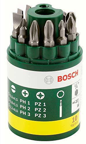 Bosch 10 pcs. Screwdriver Bit Set (PH, PZ, S, Accessory Drill Driver)
