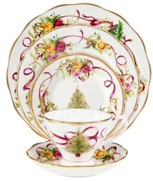 Royal Albert Old Country Roses Service de table 5 pièces pour sapin de Noël