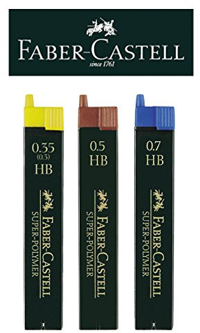 Faber-Castell Feinminen-Set Super-Polymer, 0,35/0,5/0,7mm, HB, Ersatzminen, 3er
