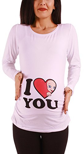 M.M.C. Kärlek – roligt roligt sött mammamode, mammaskjorta, graviditetströja, sweatshirt med motiv för graviditet, långärmad, Vit, XL