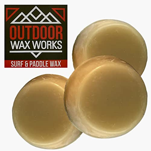 Outdoor Wax Works Eco-Friendly Surf Board Wax - Organic Beeswax Surfer Grip Accessories for Skimboard, Bodyboard, Paddle, Longboard Basecoat; Natural in Cold, Cool, Warm, Tropical Waters (3-Pack)