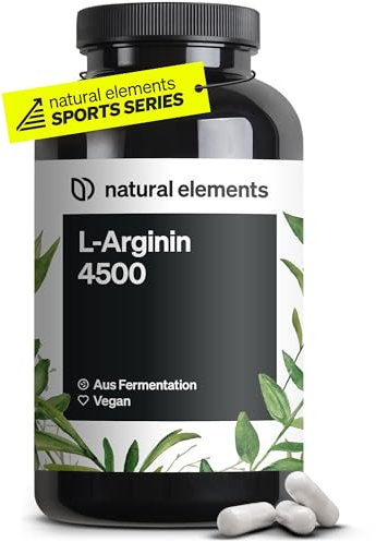 L-Arginina – 365 capsule vegane – 4500 mg di L-arginina HCL vegetale per dose giornaliera (3750 mg di L-arginina pura) – ad alto dosaggio – prodotta e testata in laboratorio in Germania
