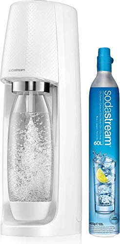 Sodastream Machine à Eau Pétillante et Soda Spirit Blanche, 1 Bouteille FUSE en PET 1 L et 1 Cylindre de CO2 60 L